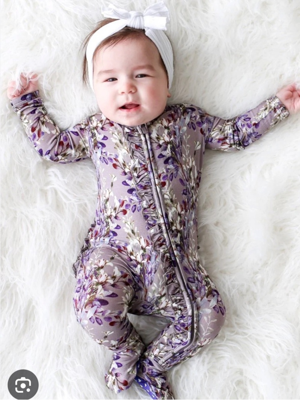 Posh Peanut Trinity Floral Lavender  Ruffled Zipper Footie